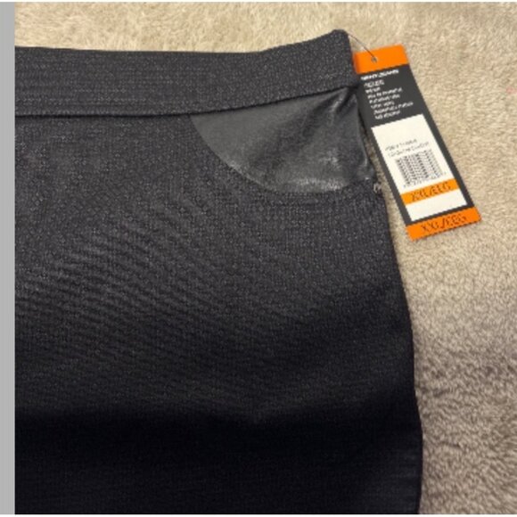 DKNY Jeans Womens Mid Rise Ponte Pants XXL Charcoal Stretch Faux Leather Pockets - Picture 4 of 10